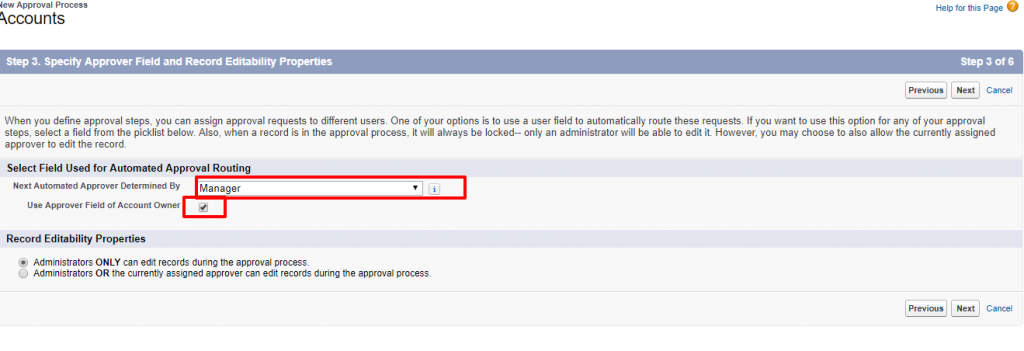 New Approval Process Accounts Salesforce Developer Edition