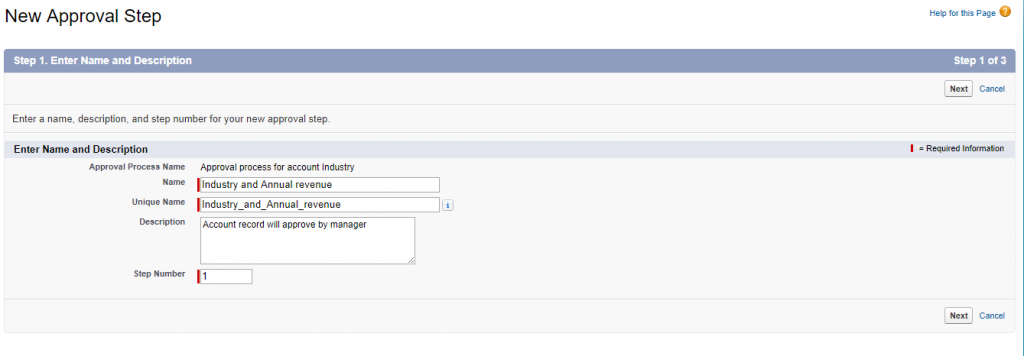 New Approval Step Salesforce Developer Edition
