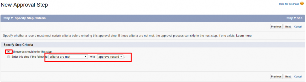 New Approval Step Salesforce Developer Edition