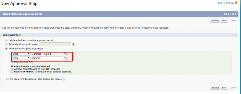 New Approval Step Salesforce Developer Edition