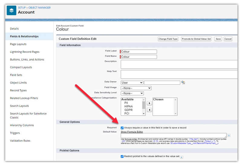 compare the values of a picklist field in a validation rule