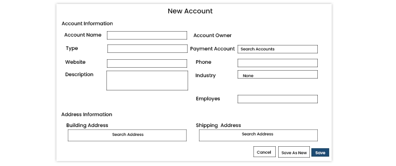 New Account Details Form
