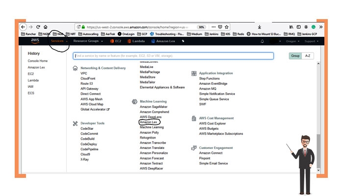 Amazon Lex service dashboard