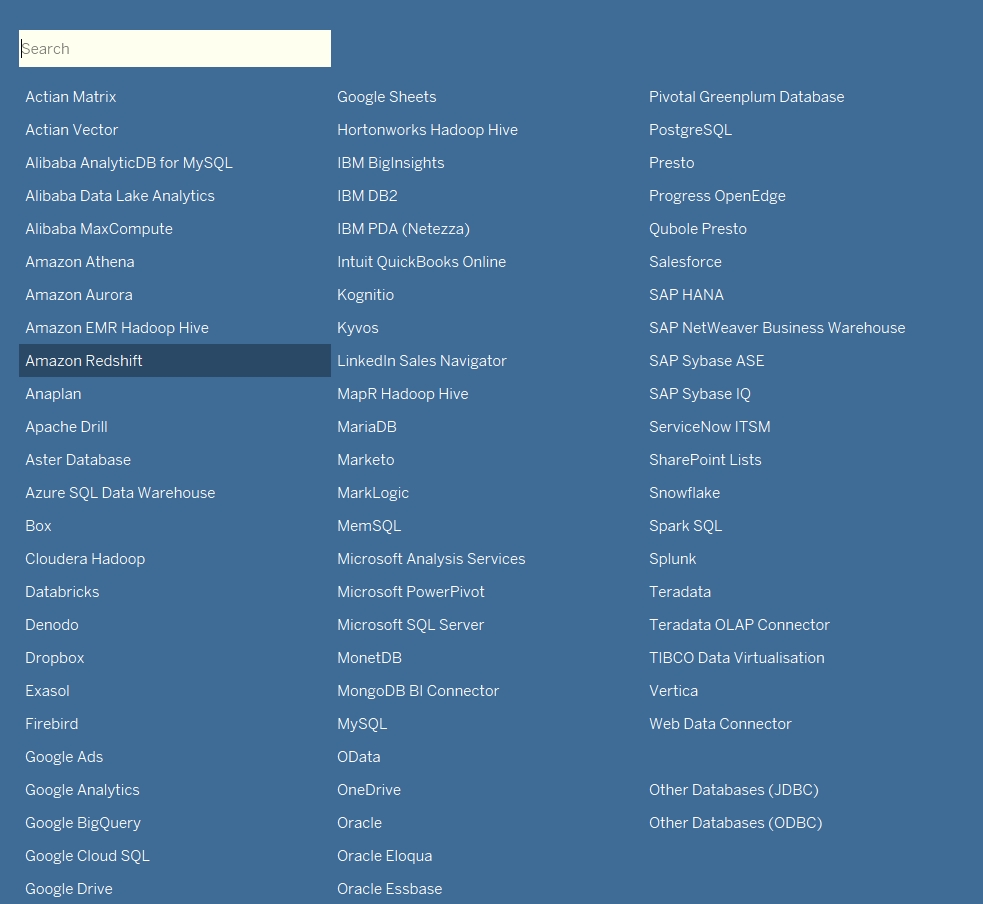 Tableau Data Connect