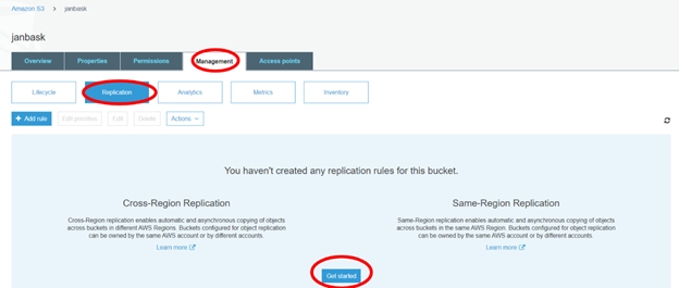 Steps to setup cross-region replication.